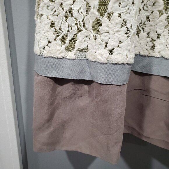 Sundance Women's Dress Mesh Lace Overlay Ivory Green Romantic Boho Sleeveless 14 - Picture 4 of 14